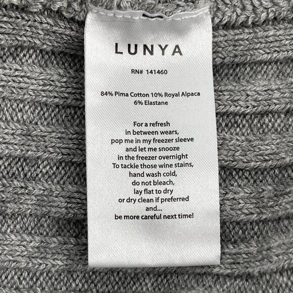 Lunya Grey Ribbed Sweater Soft Cozy Oversized Gray Alpaca Pullover Top Size XS/S - Picture 8 of 10